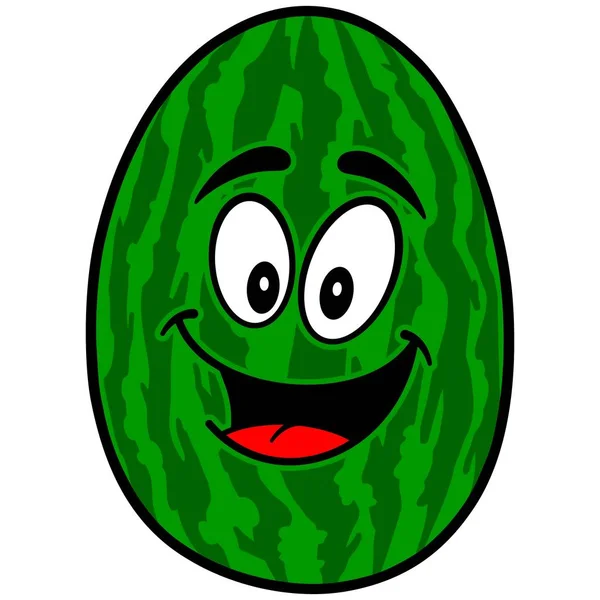 Wassermelonen Maskottchen Eine Zeichentrickillustration Eines Wassermelonen Maskottchens — Stockvektor