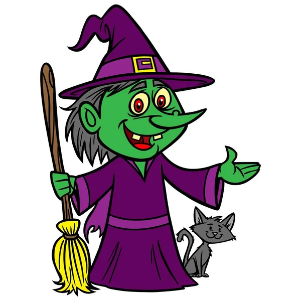 Witch Miotu Ilustracja Wektorowa Witch Miotu — Wektor stockowy
