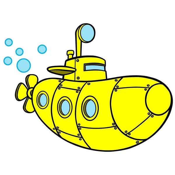 Submarino Amarillo Una Ilustración Dibujos Animados Submarino Amarillo — Vector de stock