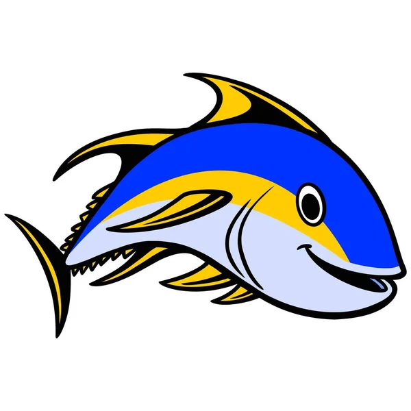 Yellowfin Tonijn Een Cartoon Illustratie Van Een Yellowfin Tonijn — Stockvector