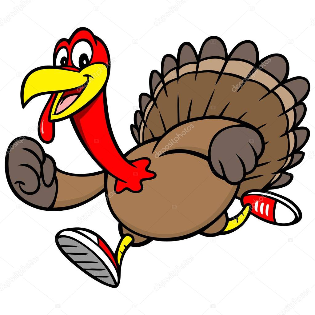 Turkey Running - A cartoon illustration of a Turkey running.