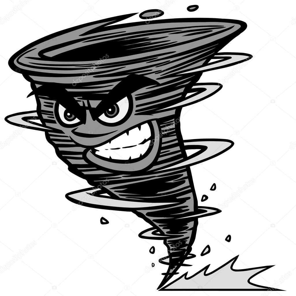 Tornado - A cartoon illustration of a Tornado mascot.
