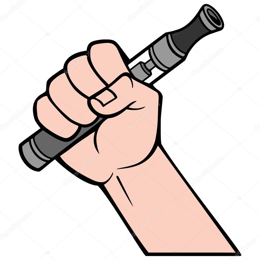 Vape Pen - A cartoon illustration of a hand holding a Vape Pen.