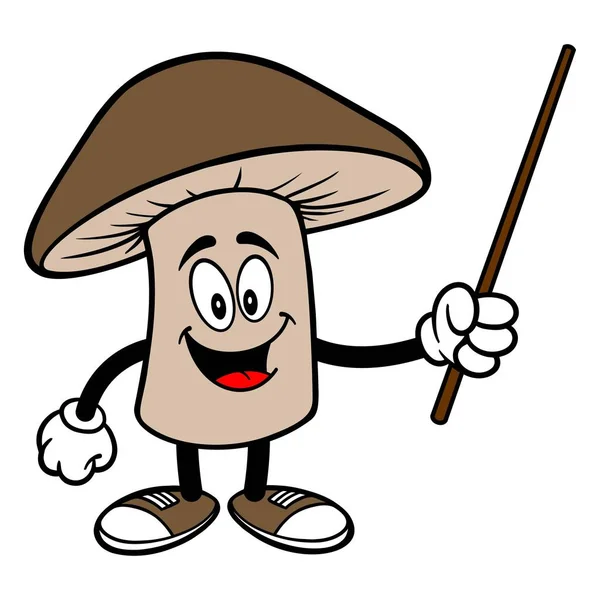 Shiitake Mushroom Pointer Cartoon Illustration Shiitake Mushroom Mascot — Stock Vector