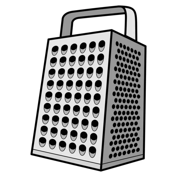 Cheese Grater Illustrazione Cartoni Animati Una Grattugia Acciaio — Vettoriale Stock