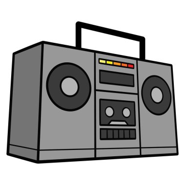Boom Box - Retro Getto Blaster bir karikatür illüstrasyon.