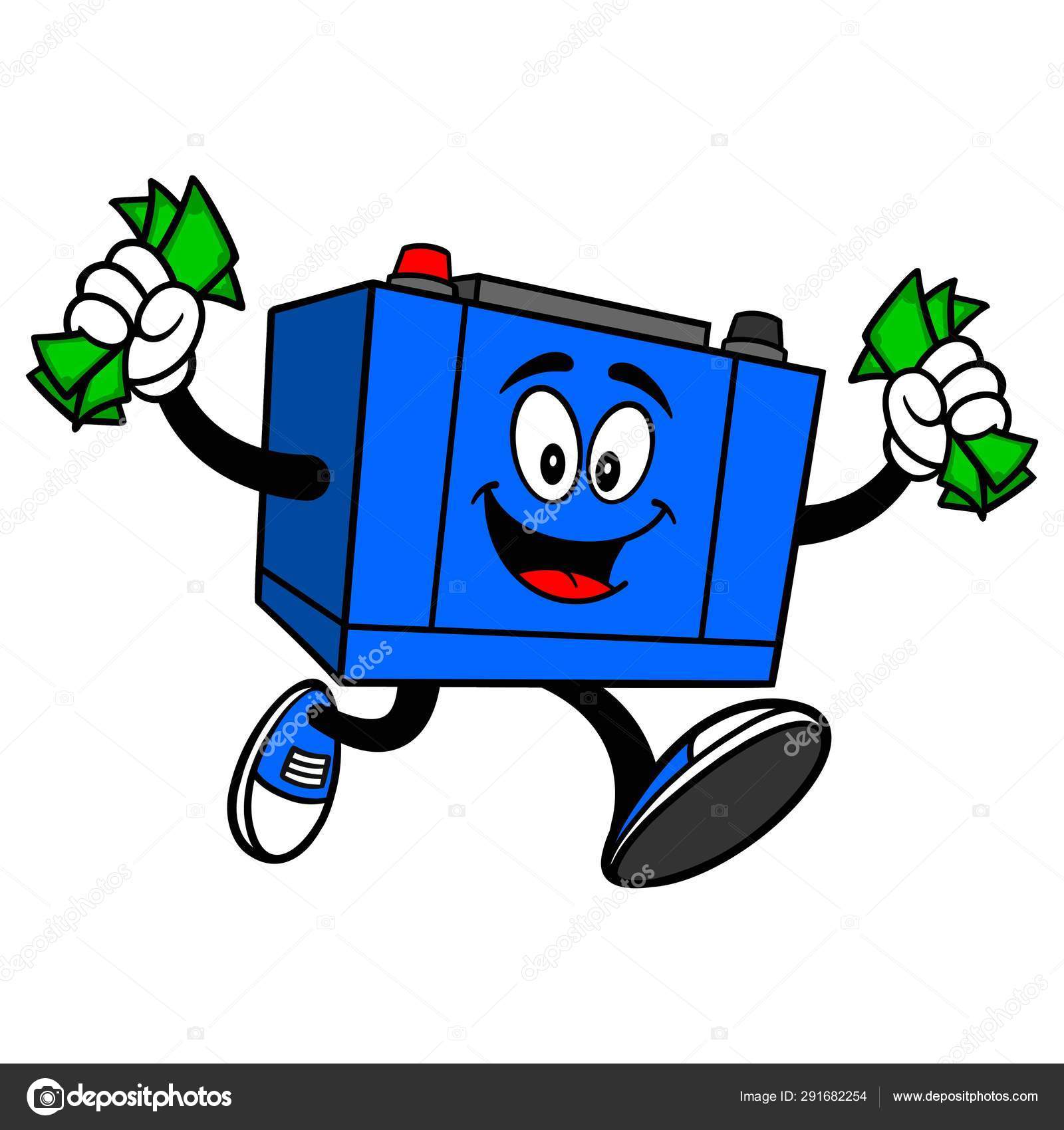 Car Battery Running Money Cartoon Illustration Car Battery Mascot Stock Vector Image by ©larryrains #291682254 Car Battery Running Money Cartoon Illustration Car Battery Mascot Stock Vector Image by ©larryrains #291682254
