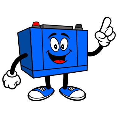 Araba AküSü İşaret - Bir Araba Akü Maskotu bir karikatür illüstrasyon.