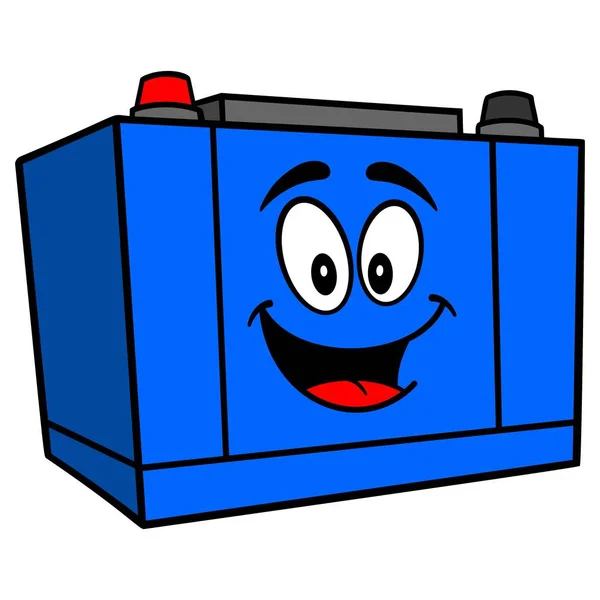 Autobatterie Maskottchen Eine Cartoon Illustration Eines Autobatterie Maskottchens — Stockvektor