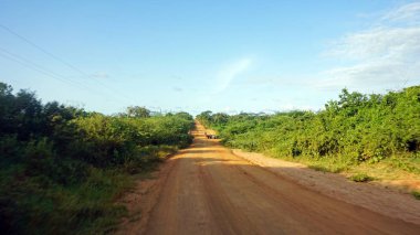 kenya tipik kırmızı yola yakın marafa yapım aşamasında