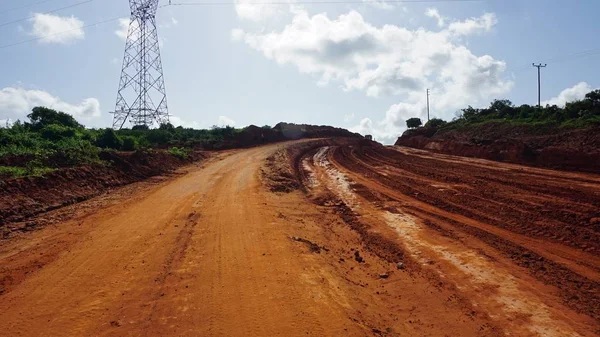 Camino Rojo Típico Kenya Cerca Marafa Construcción —  Fotos de Stock