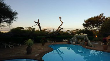 Amboseli, Kenya, Haziran 2018 - yaklaşık Safari Lodge ve kilimandjaro