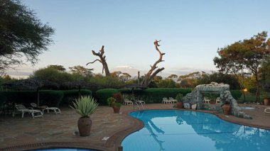 Amboseli, Kenya, Haziran 2018 - yaklaşık Safari Lodge ve kilimandjaro