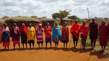 Kimana, Kenya, circa June 2018 - Traditional Masai Village clipart
