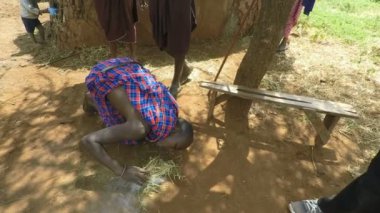 Kimana, Kenya, Haziran 2018, yaklaşık geleneksel massai köyü Kenya 