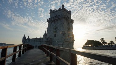 Lizbon belemtower doğal günbatımı 