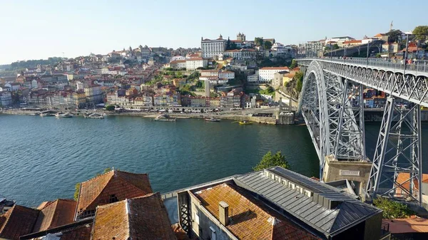 Paisaje Urbano Ciudad Portuguesa Porto Con Douro Río Puente — Foto de Stock