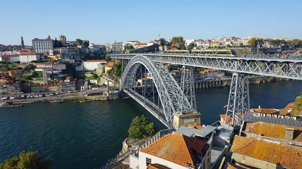 Malebné Panoráma Portugalské Město Porto Řeky Douro Most — Stock fotografie