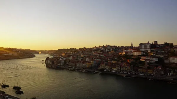 Atardecer Sobre Porto Con Río Douro — Foto de Stock