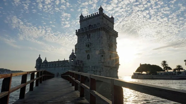 Lizbon Belemtower Doğal Günbatımı — Stok fotoğraf