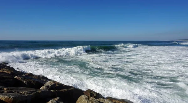 Vagues Lourdes Dans Plage Fouradouro Pendant Automne — Photo