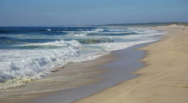 Velké Vlny Fouradouro Beach Během Podzimu — Stock fotografie