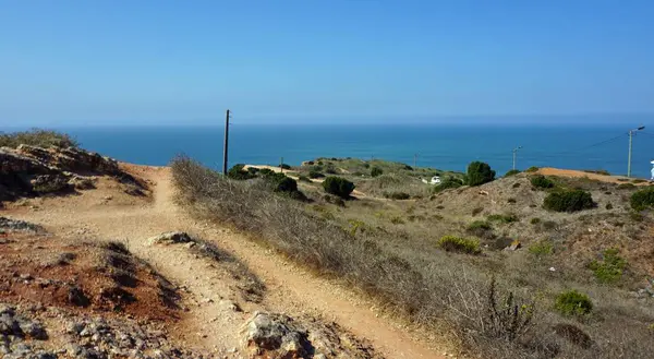 Strandlinie Des Kleinen Touristendorfes Nazare Portugal — Stockfoto