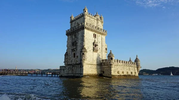 Живописный Закат Belemtower Лиссабона — стоковое фото