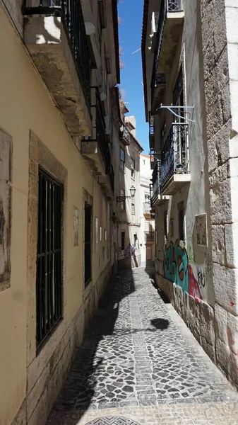 Coloridas Casas Antiguas Zona Residencial Lisbon — Foto de Stock