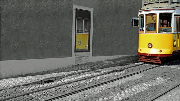 Tram Transport Traditionnel Dans Ville Lisbon — Photo