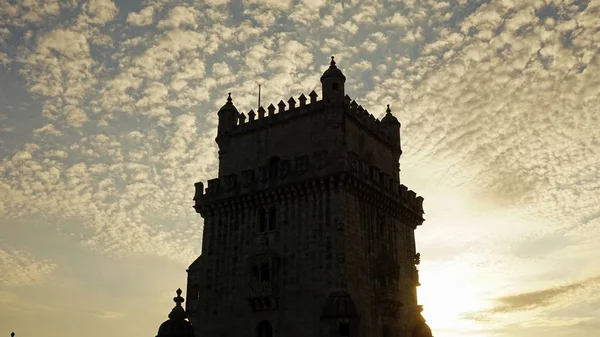 Puesta Sol Escénica Belemtower Lisbon — Foto de Stock