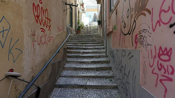 Casas Antigas Coloridas Área Residencial Lisboa — Fotografia de Stock