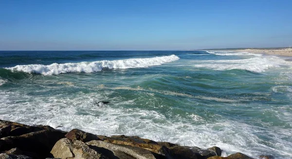 Fouradouro Beach Ősz Folyamán Nagy Hullámok — Stock Fotó