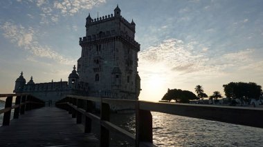 Lizbon belemtower doğal günbatımı 