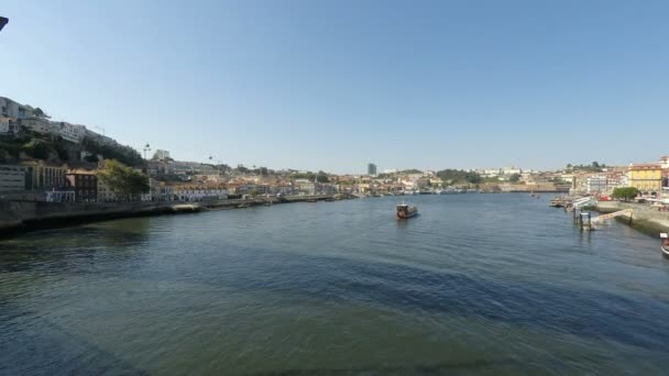 Douro River Porto Sunny Day — Stock Video