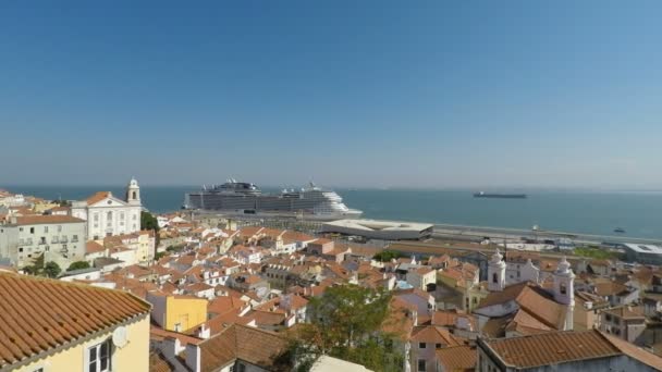 Vyhlídka Barevné Město Lisabonu Portugalsku — Stock video