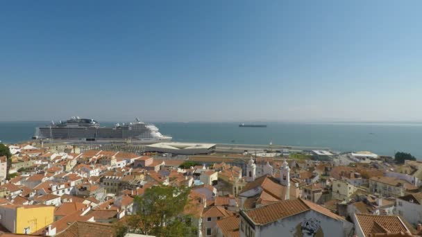 Точка Зору Барвистому Місті Лісбон Португалії — стокове відео