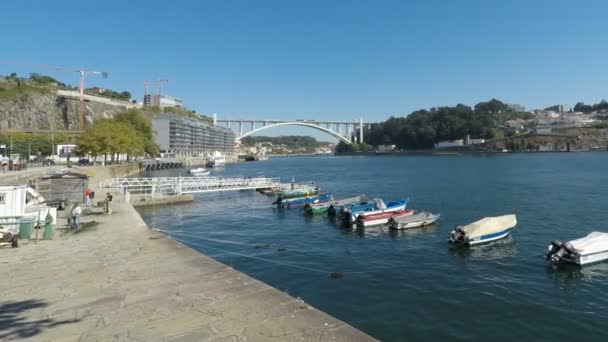 Porto Portugal Circa Octubre 2018 Douro River — Vídeo de stock