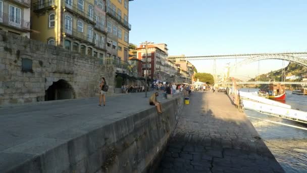 Porto Portugal Sekitar Oktober 2018 Sungai Douro — Stok Video