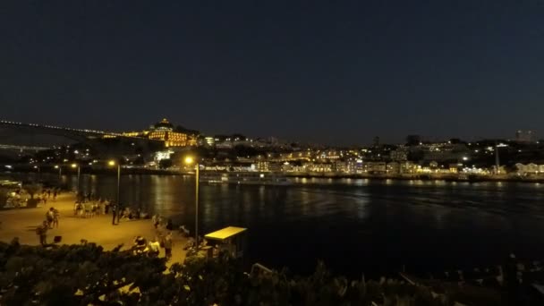 Porto Portugal Circa Oktober 2018 Douro Floden Natt — Stockvideo