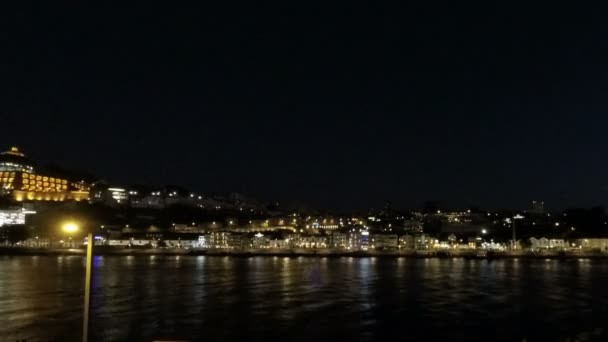 Porto Portugal Circa Octubre 2018 Noche Del Río Douro — Vídeos de Stock