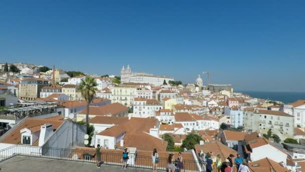 Lissabon Portugal Circa Oktober 2018 Viewpoint Gamla Stan — Stockvideo