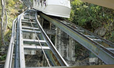 Phra Nakhon Khiri dağlar, Phetchaburi Tayland giderken teleferik