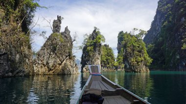 Longtail tekne gezisine chiao lan Gölü Tayland