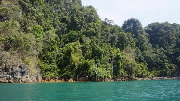 Peisaj tropical pe lacul chiao lan din khao sok — Fotografie, imagine de stoc