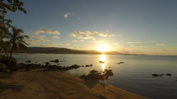 Захід Сонця Тропічному Пляжі Самуї — стокове відео