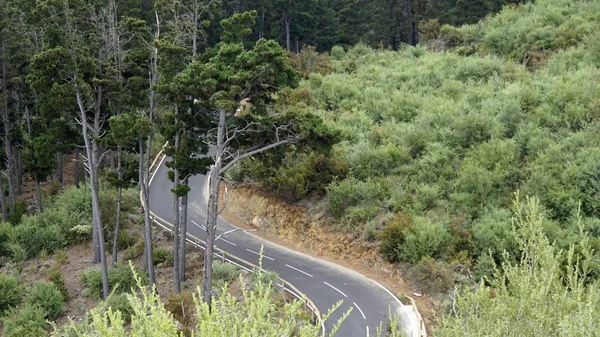 Strade sinuose serpentine sul vulcano teide — Foto Stock