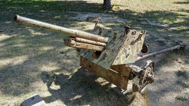 Skopje 'deki bir parkta eski bir top.