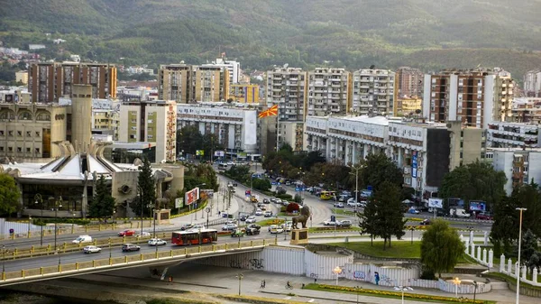 Vista sobre Skopje desde la fortaleza — Foto de Stock