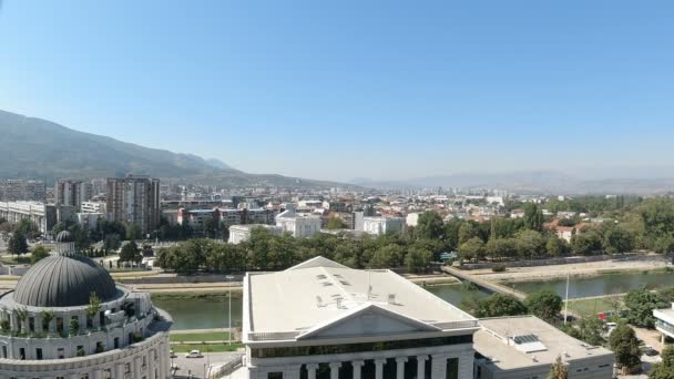 Skopje Mazedonien September 2019 Blick Über Skopje Von Der Festung — Stockvideo